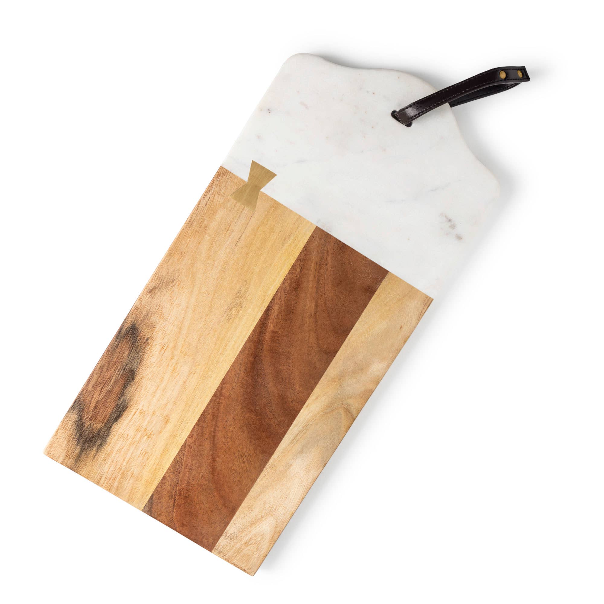 Gauri Kohli: Darvaza Marble & Wood Cutting Board - 18" L x 8.75" W - Image 4