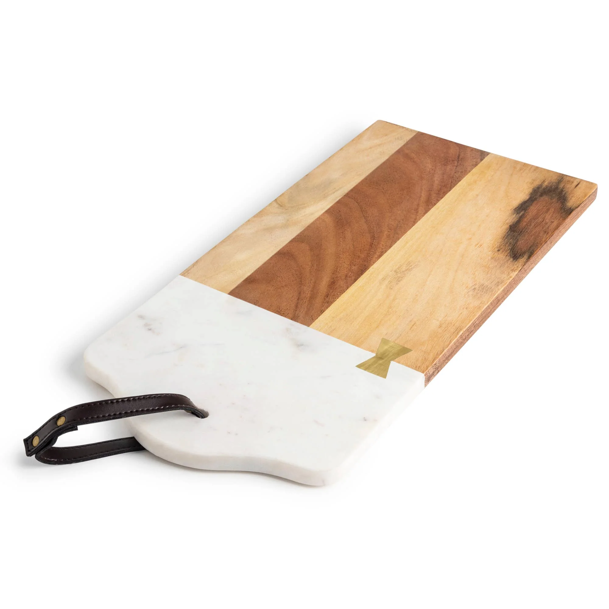 Gauri Kohli: Darvaza Marble & Wood Cutting Board - 18" L x 8.75" W - Image 5